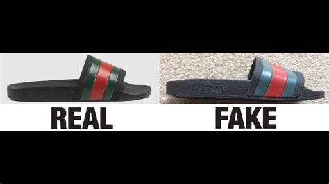 difference between real and fake white gucci slides|authenticate gucci marmont raffia slides.